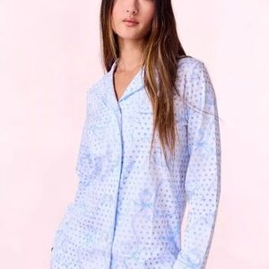Blue Patterned Pajama Top